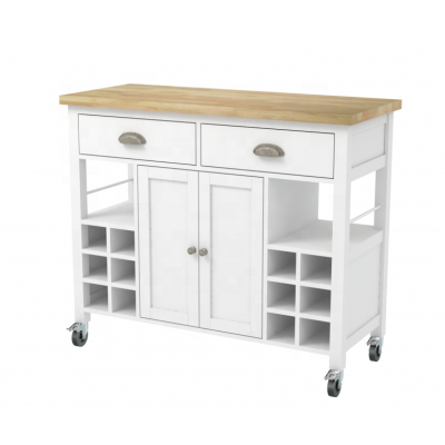 Kitchen furniture island cart trolley with wine rack