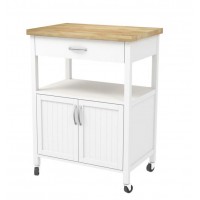 kitchen cabinet with wheels, with rubber wood top