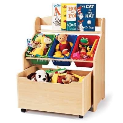 natural MDF toy packaging box, wheeled toy box with lock