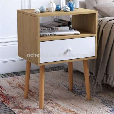 Hot selling modern one drawer wooden side table for bedroom and living room