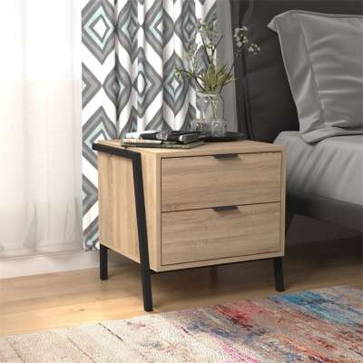 Wholesale nighttable bedside table industrial wizh two drawer