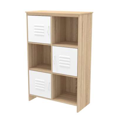 3 Tier 6 Cube Bookcase Wood Shelf With 3 Open Door