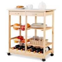 Drawer Trolley Wooden Food Kitchen Cart