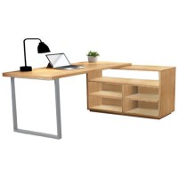 Modern exquisite bedroom solid with metal legs brown with storage function office wood desk