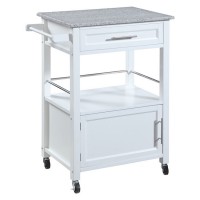 Modern white rolling trolley with drawer wood kitchen cart